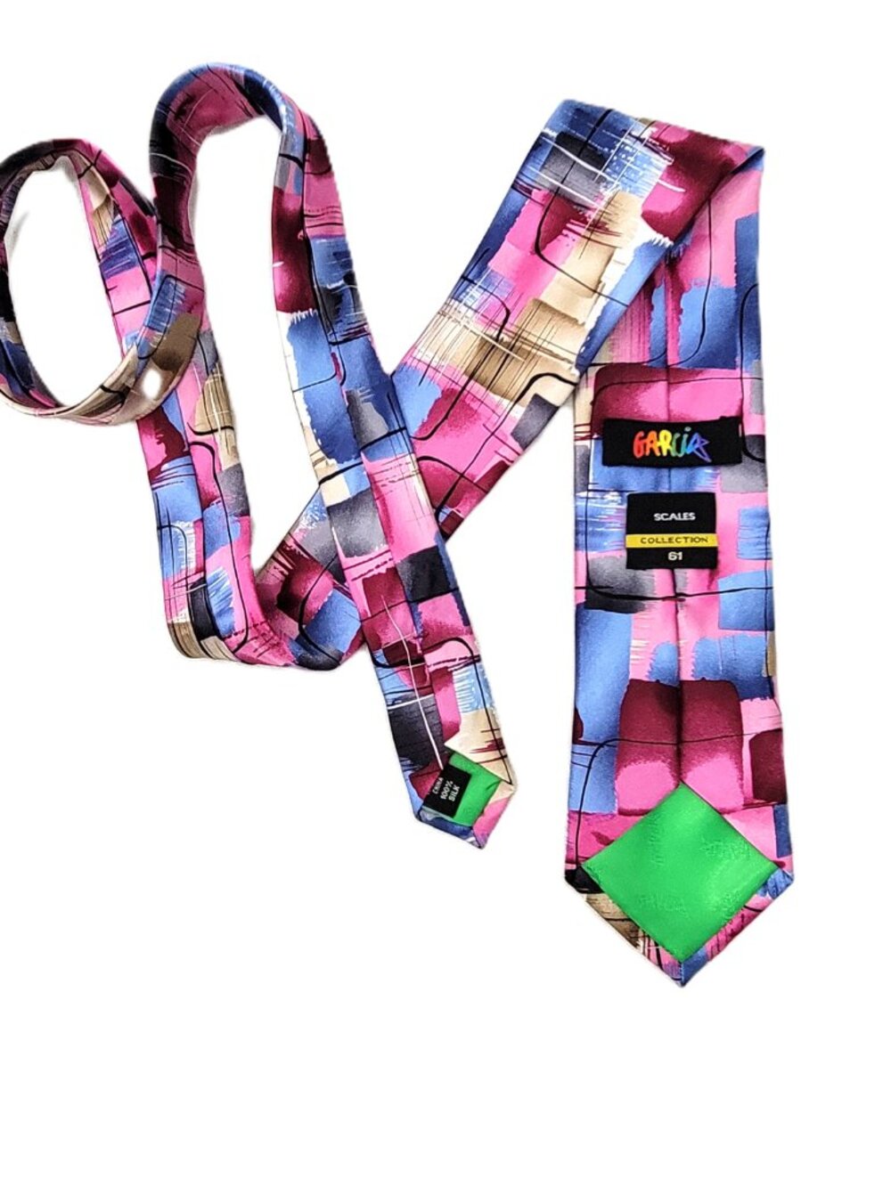 Jerry Garcia Tie Mens OS Pink Blue Abstract Art Scales Collection 61 100% Silk